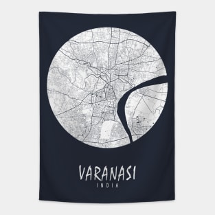 Varanasi, India City Map - Full Moon Tapestry