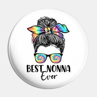 Best Nonna Ever Tie Dye Messy Bun Bandana Mother's Day Pin