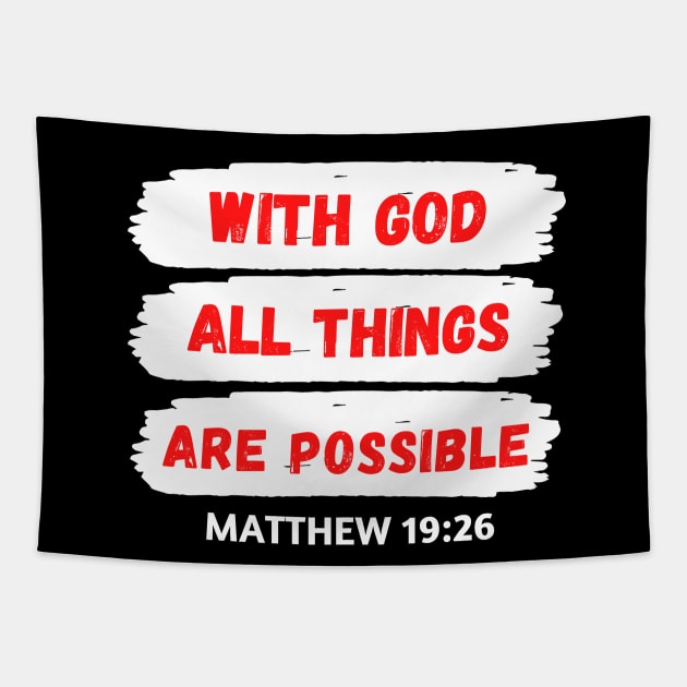 With God All Things Are Possible | Christian Saying Tapestry by All Things Gospel