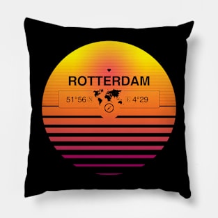 Rotterdam, South Holland Retro Sunset Pillow