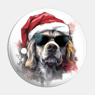 Magical Christmas Golden Retriever in the snow: cute four-legged friend with festive hat Pin