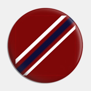 Hand-Drawn Navy & White Retro Diagonal Stripe Pattern On Red Pin