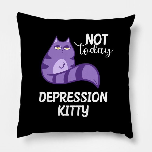 Big Mouth Depression Kitty Positive Quote T-shirt Pillow by ichewsyou