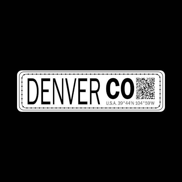 New Vintage Travel Location Qr Denver CO by SimonSay