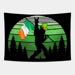 St Patricks Day Bigfoot  Irish Shamrock Women Men Tapestry