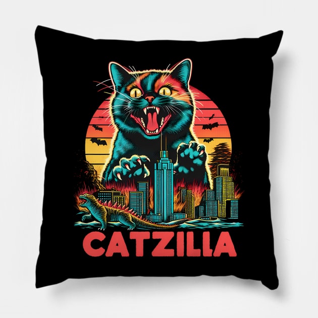 CATZILLA - The Fierce Feline Overlord Pillow by ANSAN