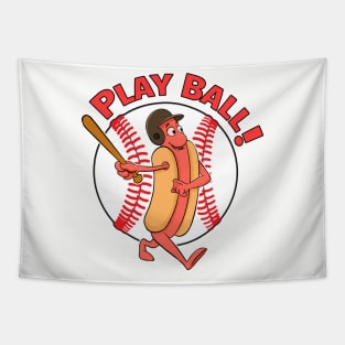 Hot Dog Baseball- Play Ball Tapestry