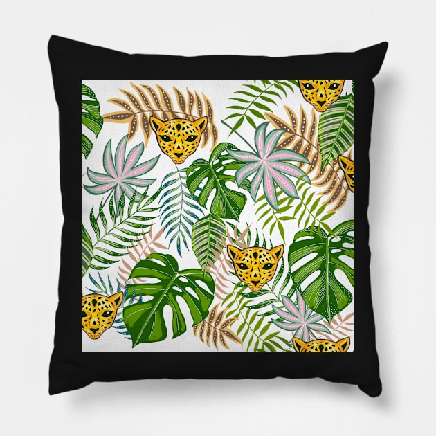 Tropical leopard print Pillow by Papergrape