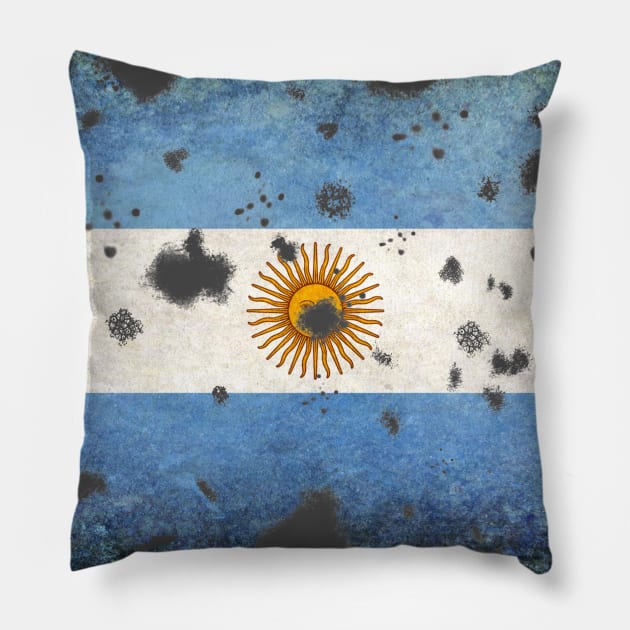 Argentina Flag Grunge Pillow by Historia