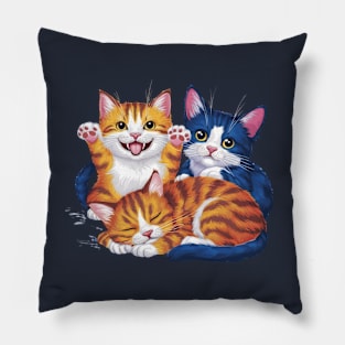 Three Cats Three Moods Pillow