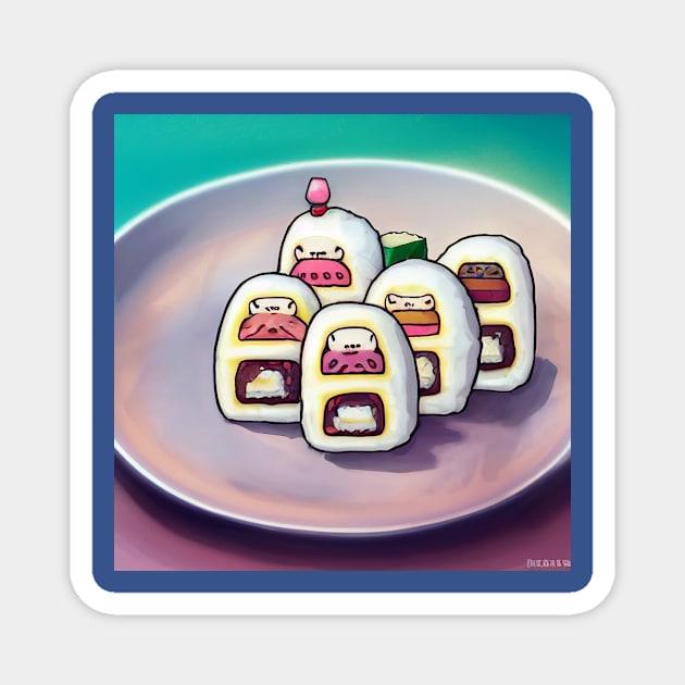 Kawaii Anime Sushi Magnet by Grassroots Green