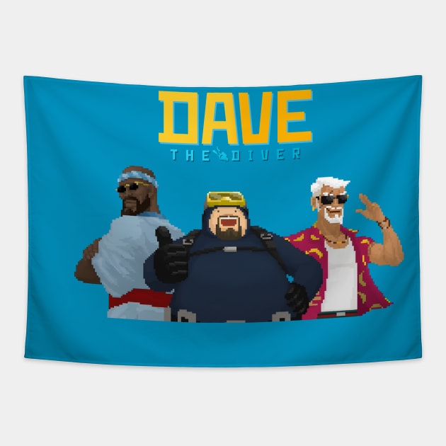 DAVE the diver - Dave, Bancho and Cobra Tapestry by Buff Geeks Art