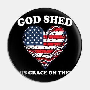 4th Of July Groovy Patriotic God Shed His Grace On Thee Pin