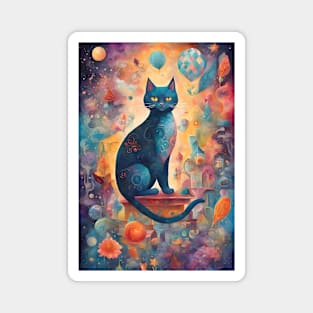 Colorful Abstract Cat Magnet