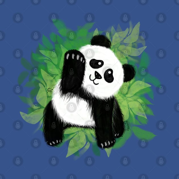 Cute Panda in Leaves Art by Shweta.Designs