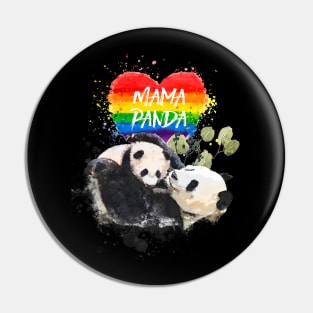 Lgbt Pride Mama Panda Bear Rainbow Love Pin