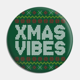 Xmas Vibes Ugly Christmas Sweater Pattern Pin