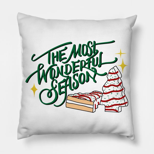 Christmas Cake, Retro Christmas, The Most Wonderful Season Pillow by SilverLake