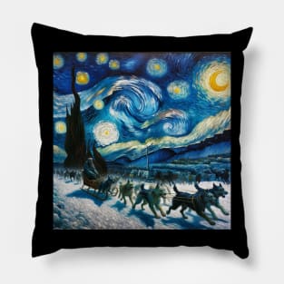 Dog Sled Starry Night - Winter Sports Pillow