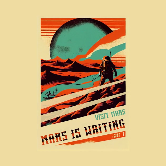 Mars Adventure Vintage Travel Poster by GreenMary Design