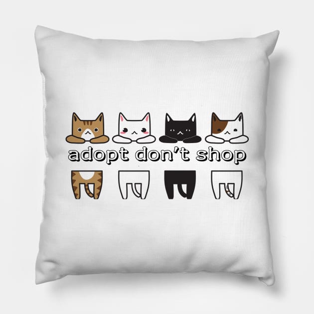 Adopt don't shop Pillow by Meow Meow Designs