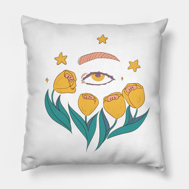 Stargazing on a flowerfield Pillow by Nucifen