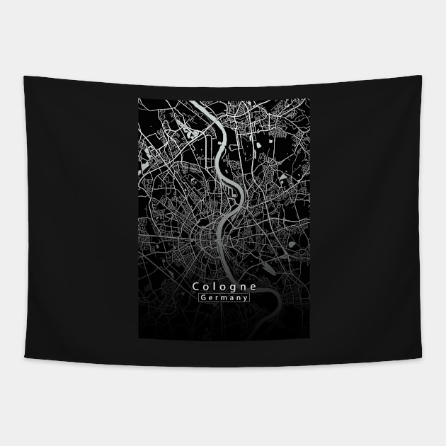 Cologne Germany City Map dark Tapestry by Robin-Niemczyk