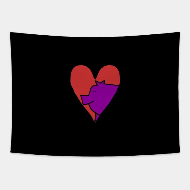 My Small Purple Pig Valentine Tapestry by ellenhenryart