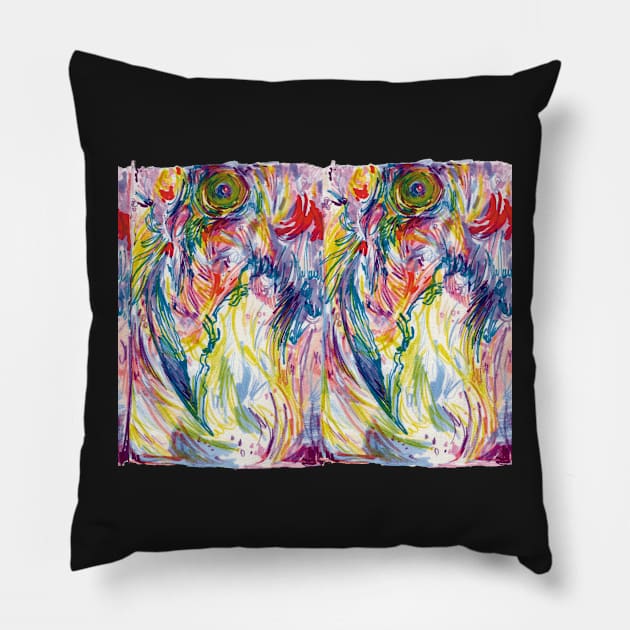 rainbow crow 1 Pillow by yodelbat