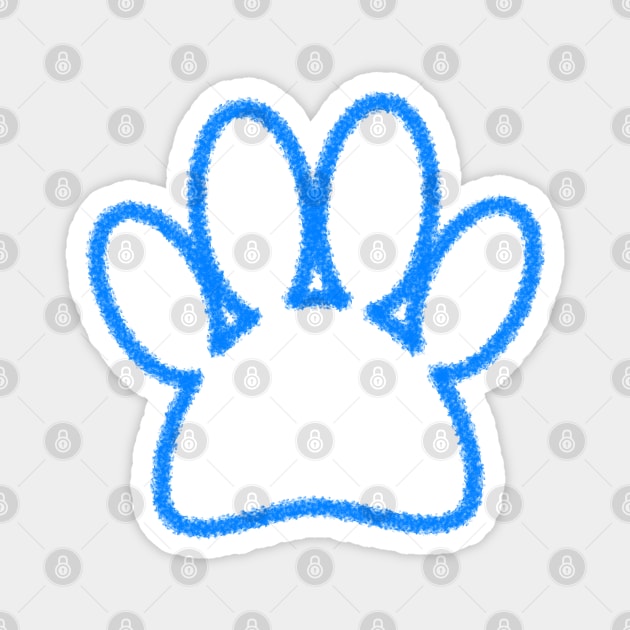 Blue Chalk Line Dog Paw Print Magnet by Braznyc