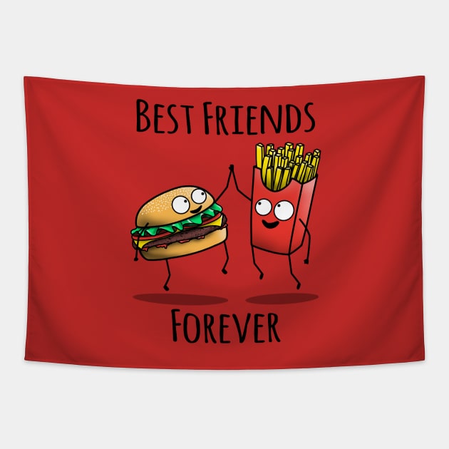 Cheeseburger and Fries BFF Tapestry by jozvoz