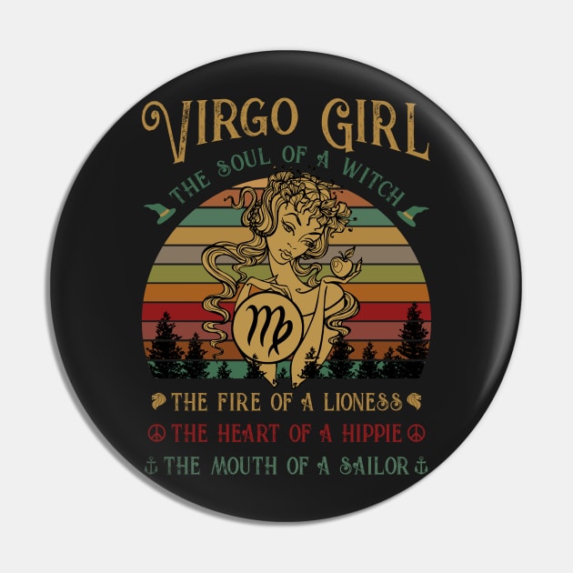 Virgo Girl The Soul Of A Witch Awesome T shirt Pin by TeeLovely