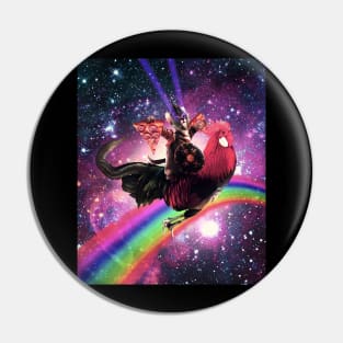 Lazer Warrior Space Cat Riding Chicken With Pizza Pin