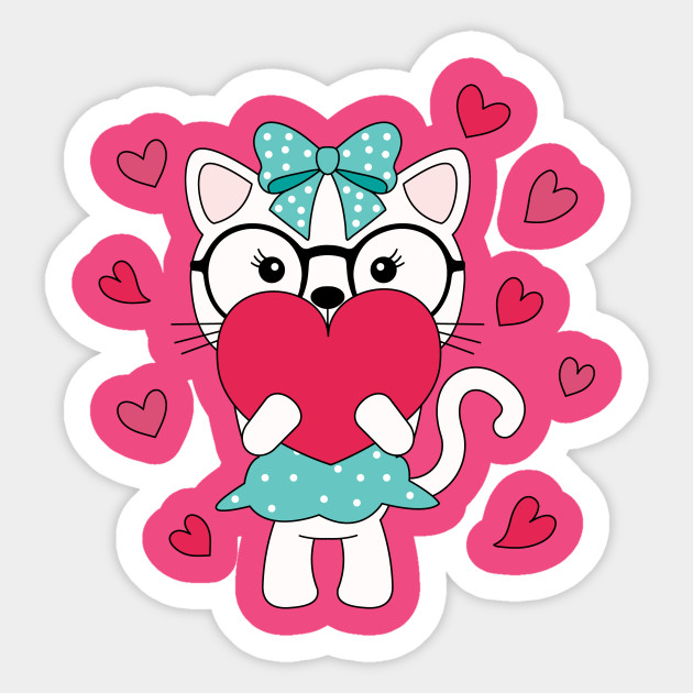 Katze Herz Katze Sticker Teepublic