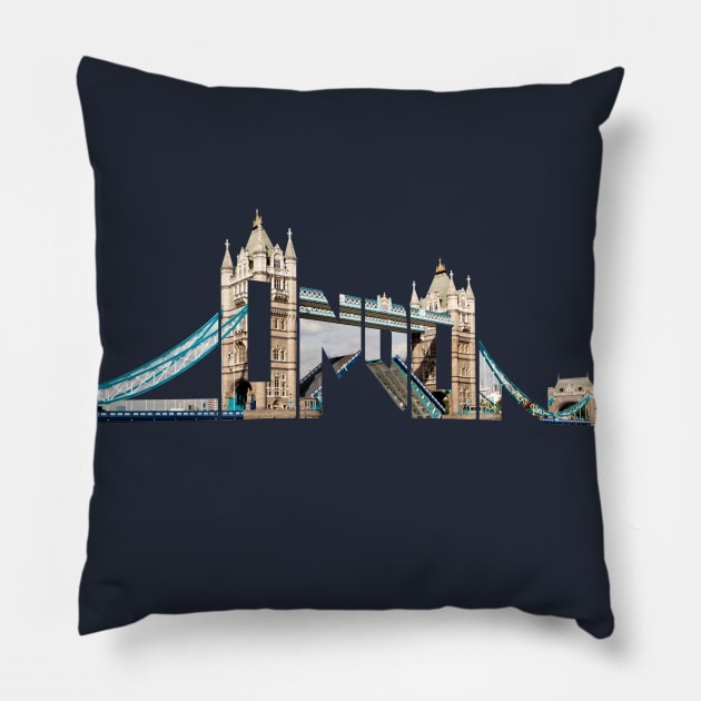 London Tower Bridge Typography England Souvenir Pillow by peter2art