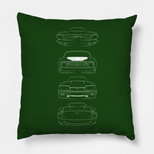 Evolution of the Ford Mustang - front stencil, white Pillow