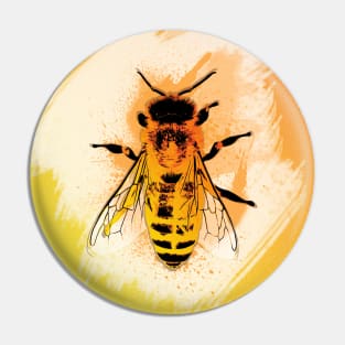 Honey Bee Bright Yellow Design Pin