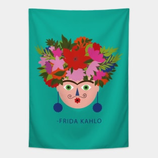 Cute colorful summer flowers frida kahlo feminist viva la vida women rights Tapestry