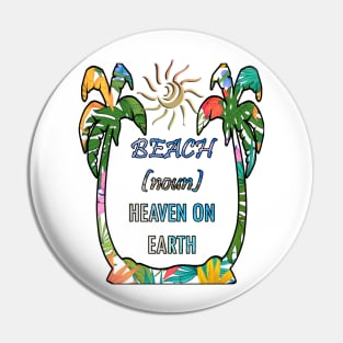 Beach Shirts Tropical Design Palm Trees & Sun Vacation Teacher Break Gift Pin