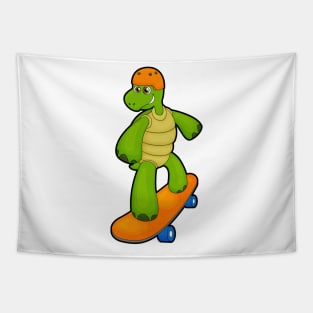 Turtle as Skateboarder with Skateboard & Helmet Tapestry