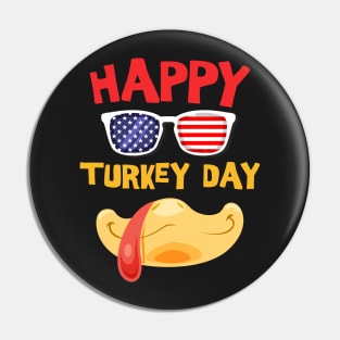 Happy Turkey Day Funny for Boys Girls Kids Cute Turkey Face Pin