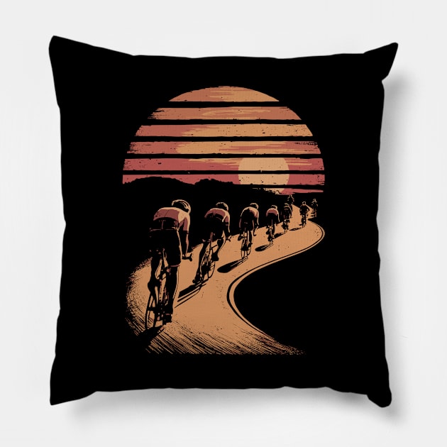 Bicycle Tour Mountains Bicycle Nature Excursion Pillow by Macphisto Shirts