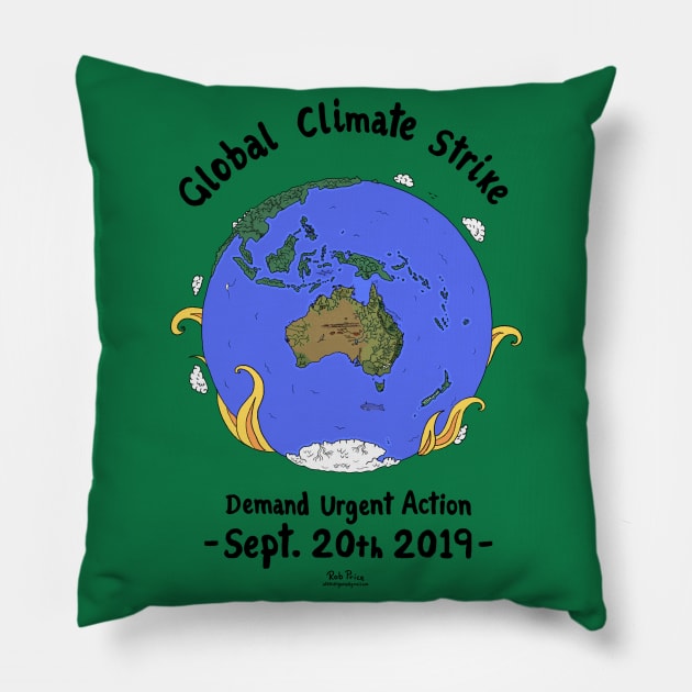 Global Climate Strike Pillow by wanungara