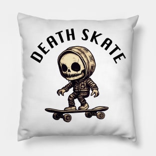 Skeleton Skateboarder - Death Skate (Black Lettering) Pillow