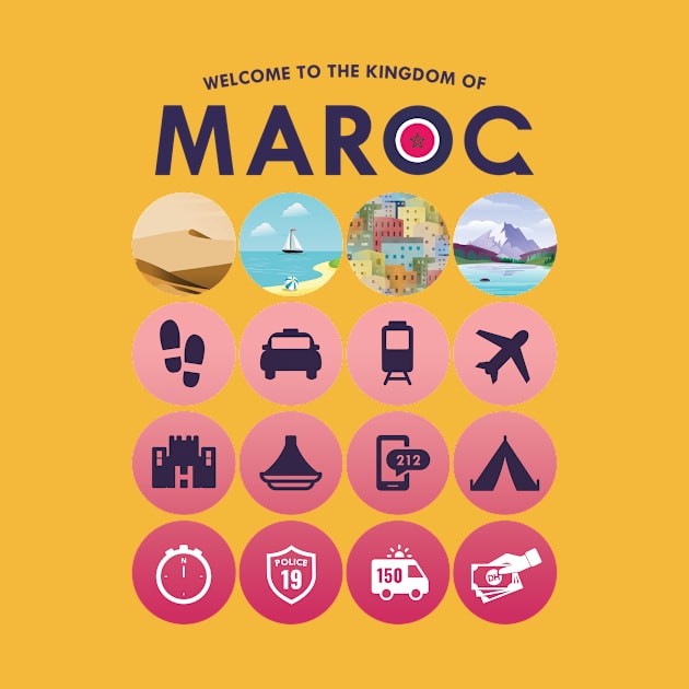 Iconic Morocco travel guide T-shirt / Pink by Marokino