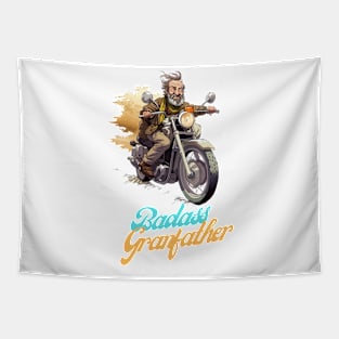 Badass Grandfather on a motorbike Tapestry