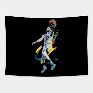 Stephen Curry Lay Up Black and White Tapestry