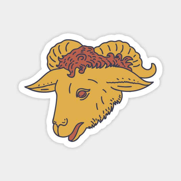 Golden Fleece - Winged Ram - Gold Wool Magnet by DeWinnes