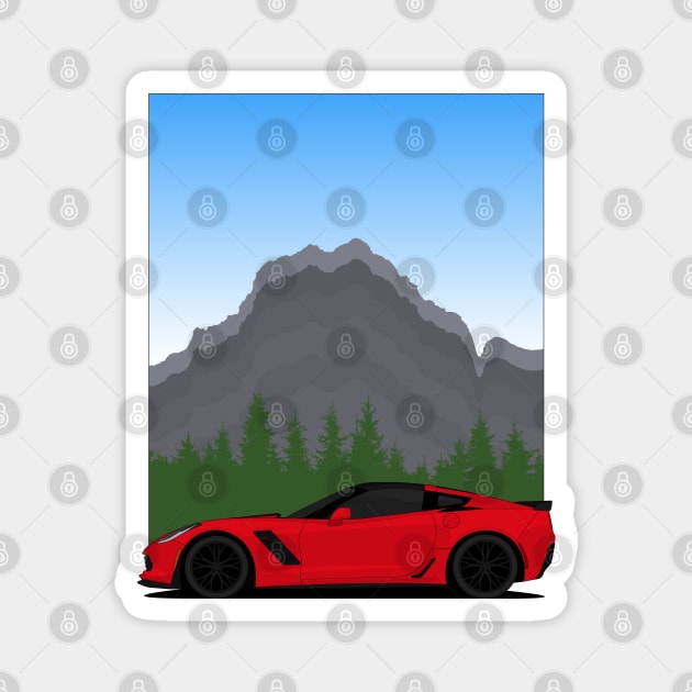 Z06 mountain Red Magnet by VENZ0LIC