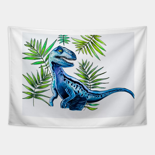 Velociraptor Tapestry by Viviredsonja